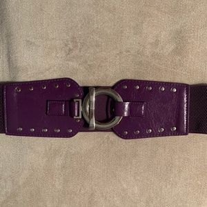 Purple Stretch Belt with Silver Ring & Bar Closure
